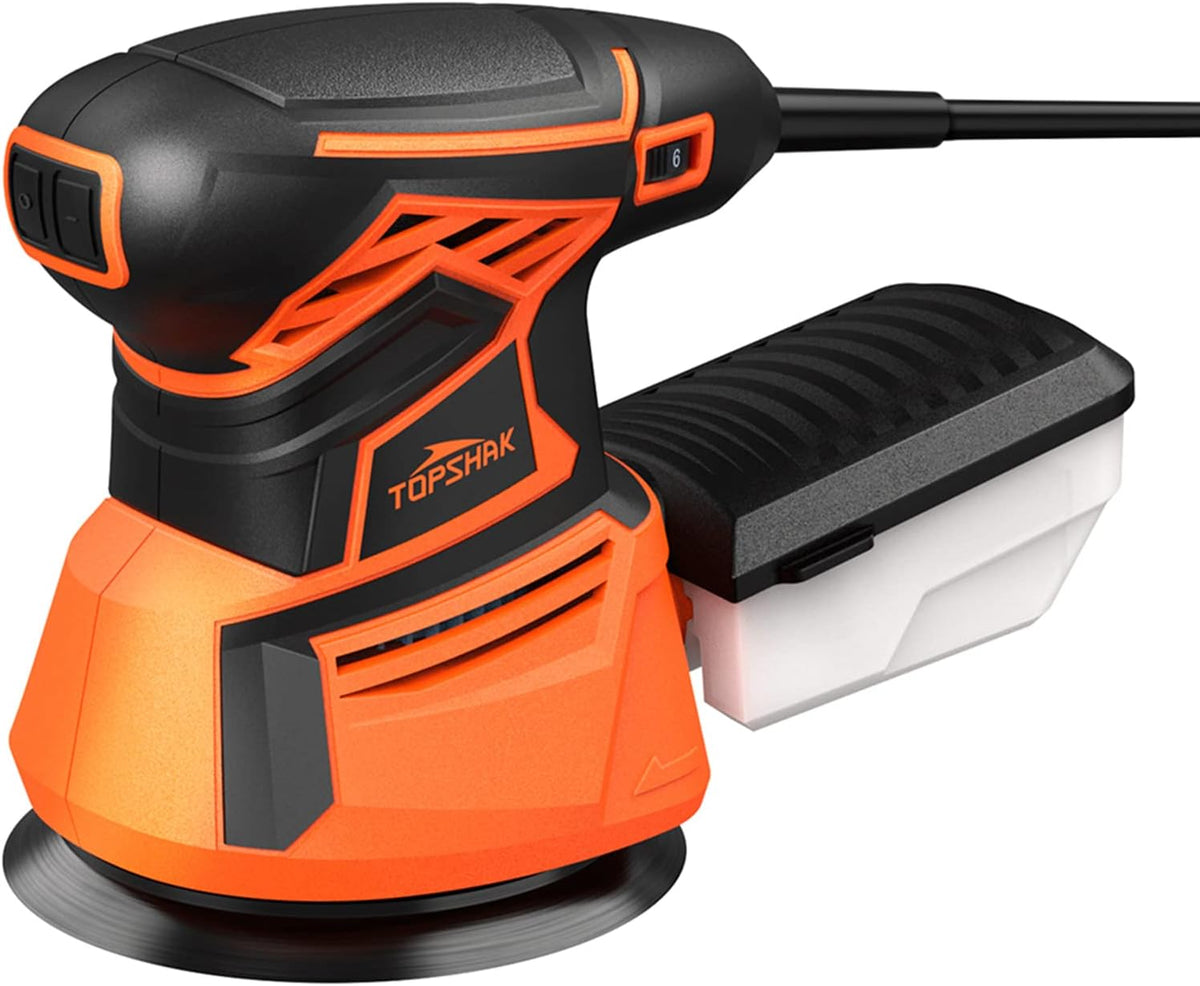 Random Orbit Sander, 260W Palm Sander with 20pcs Sanding Paper, 5 Inches, 14000 RPM, Pack of 2 F952059