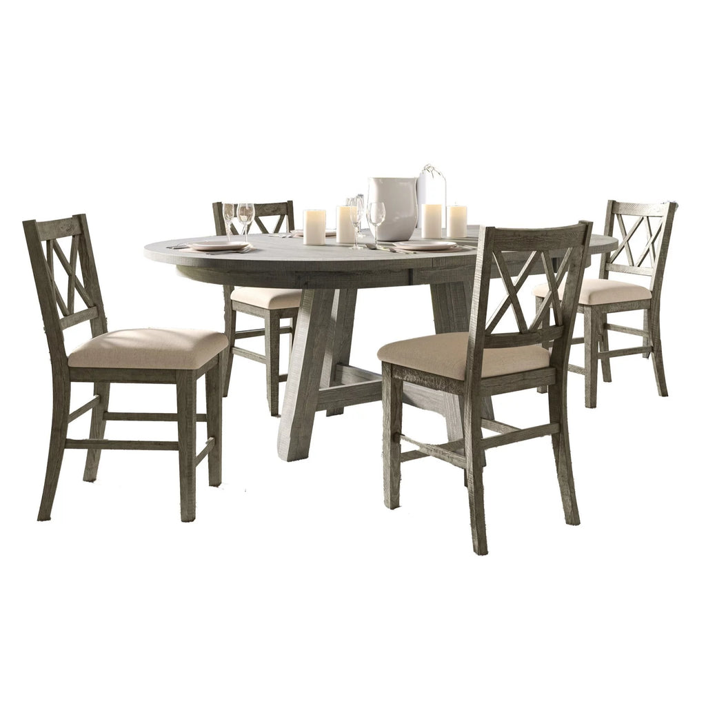 Five Piece Counter Height Dining Table Set with Cross Back Stools V94589