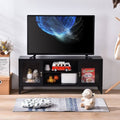 Black TV Stand with 3 Open Shelf and 2 Doors N86793