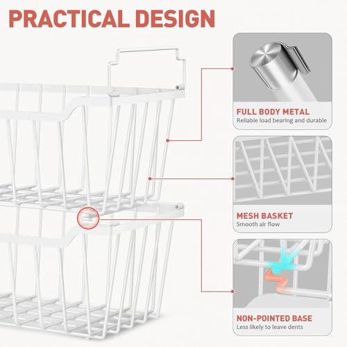 4 Pack Stackable Freezer Organizer Bins with Foldable Handle O6182