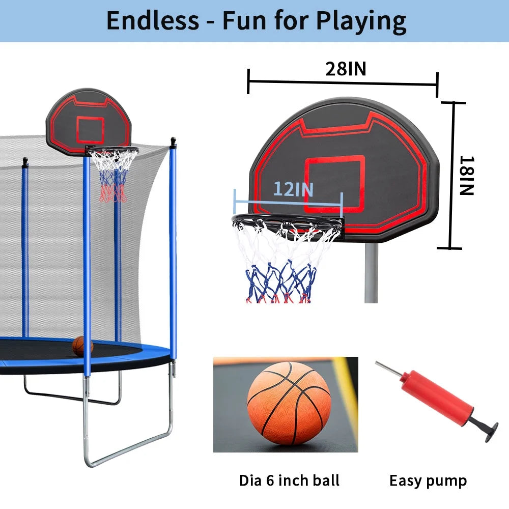 10ft Outdoor Trampoline with Enclosure and Basketball Hoop T253