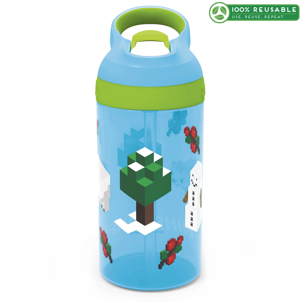 16oz Plastic Water Bottle with Straw and Carrying Loop L973577