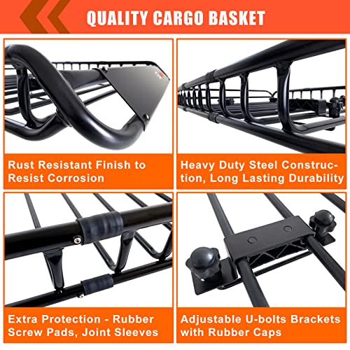 Folding Hitch Mount Cargo Carrier Basket 60" X 20" X 6" with Waterproof Cargo Bag U6716