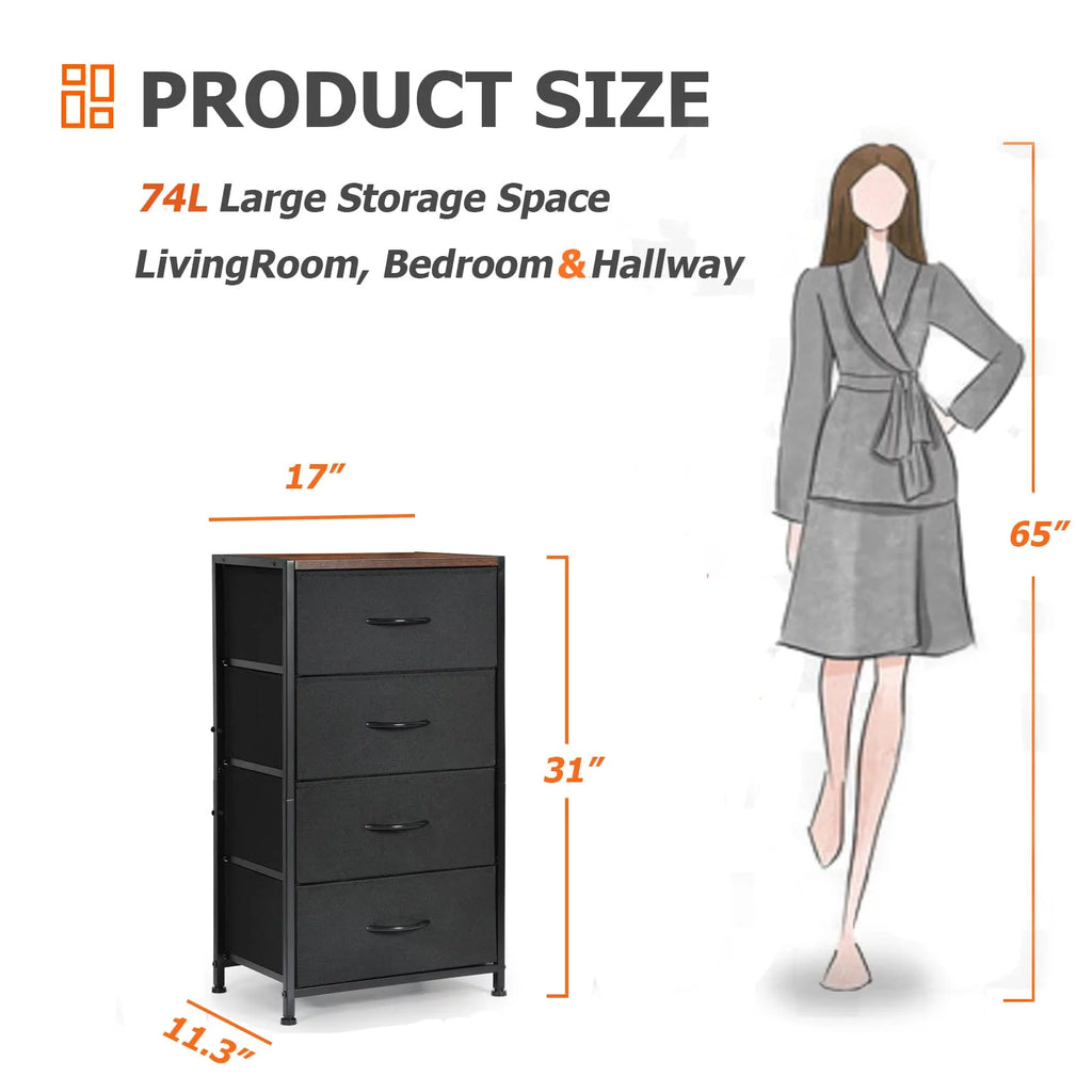 Black 4 Drawer Fabric Dresser B99764