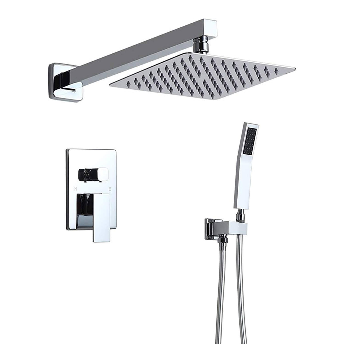 10x22 Rain Shower Head Handheld Shower Combo Set in Chrome Y870