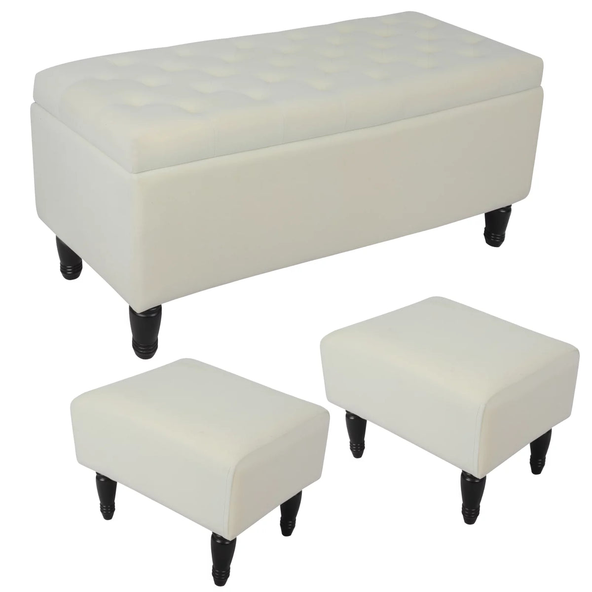 43" Velvet Storage Ottoman with 2 Footstools B835
