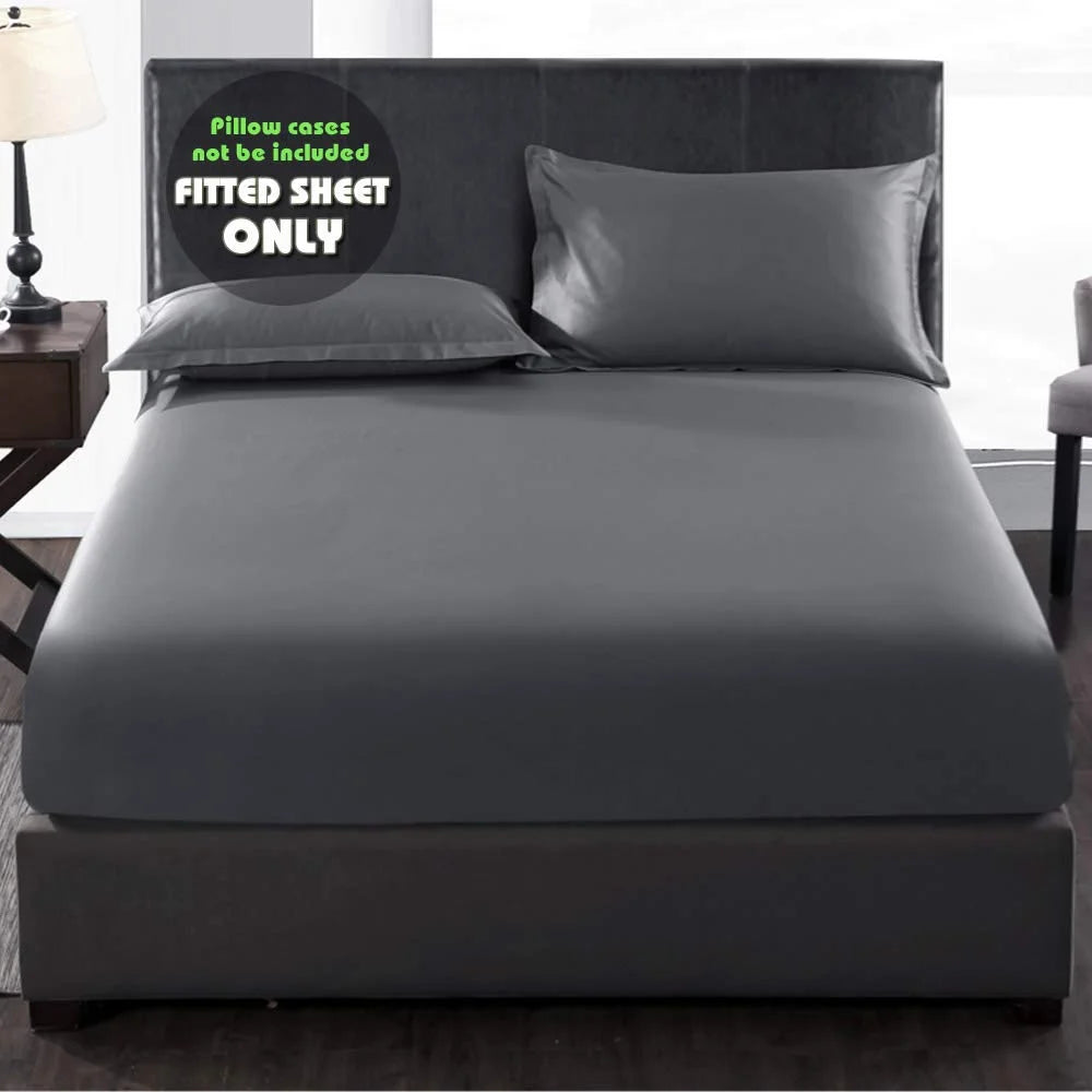 Gray Twin Fitted Sheet, Micro-Knit, 4-Way Stretch, Deep Pocket 8” to 10” D21754