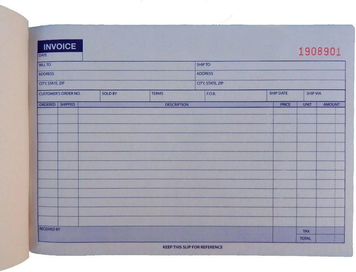 Carbonless Invoice Receipt Record Book 2 Part 50 Sets A2957