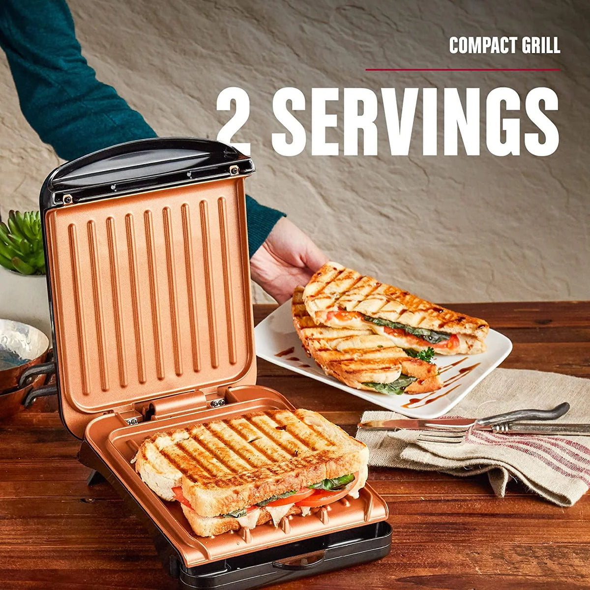 Black Electric Indoor Grill and Panini Press Q322