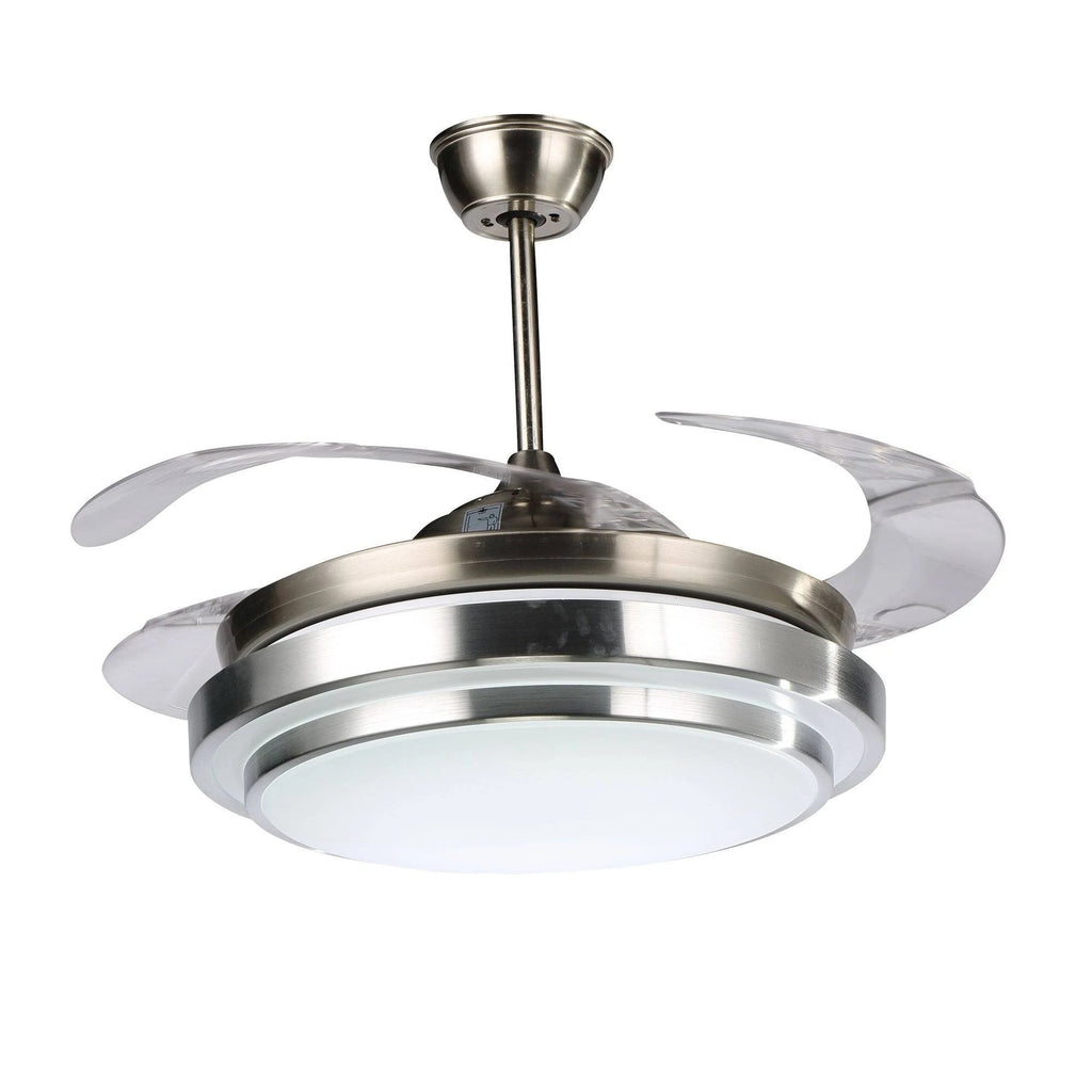 Retractable Metal LED Ceiling Fan with Remote - 42 Inches White N96797
