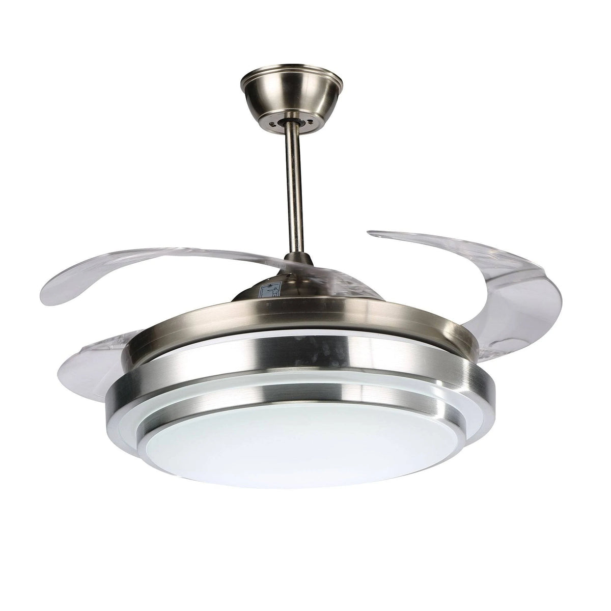 Retractable Metal LED Ceiling Fan with Remote - 42 Inches White N96797
