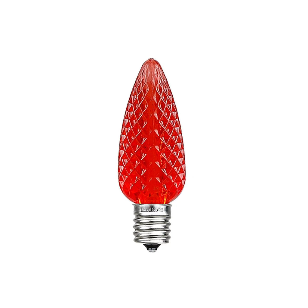 25 Pack C9 LED Faceted Dimmable Outdoor Christmas Replacement Bulbs, Red U16409