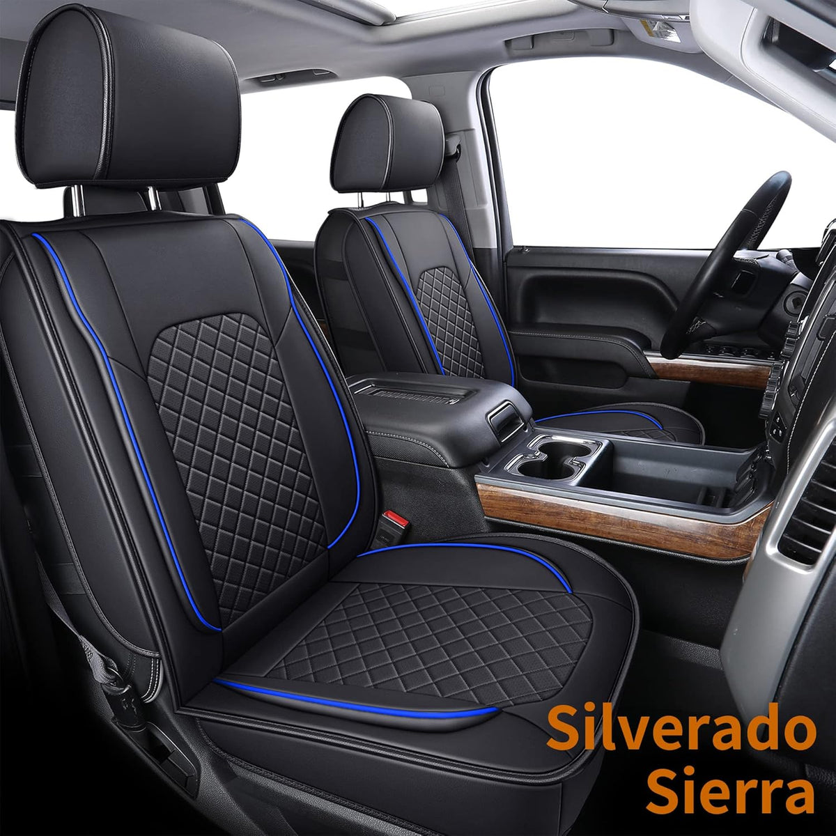 Black Faux Leather Seat Covers Full Set U8044