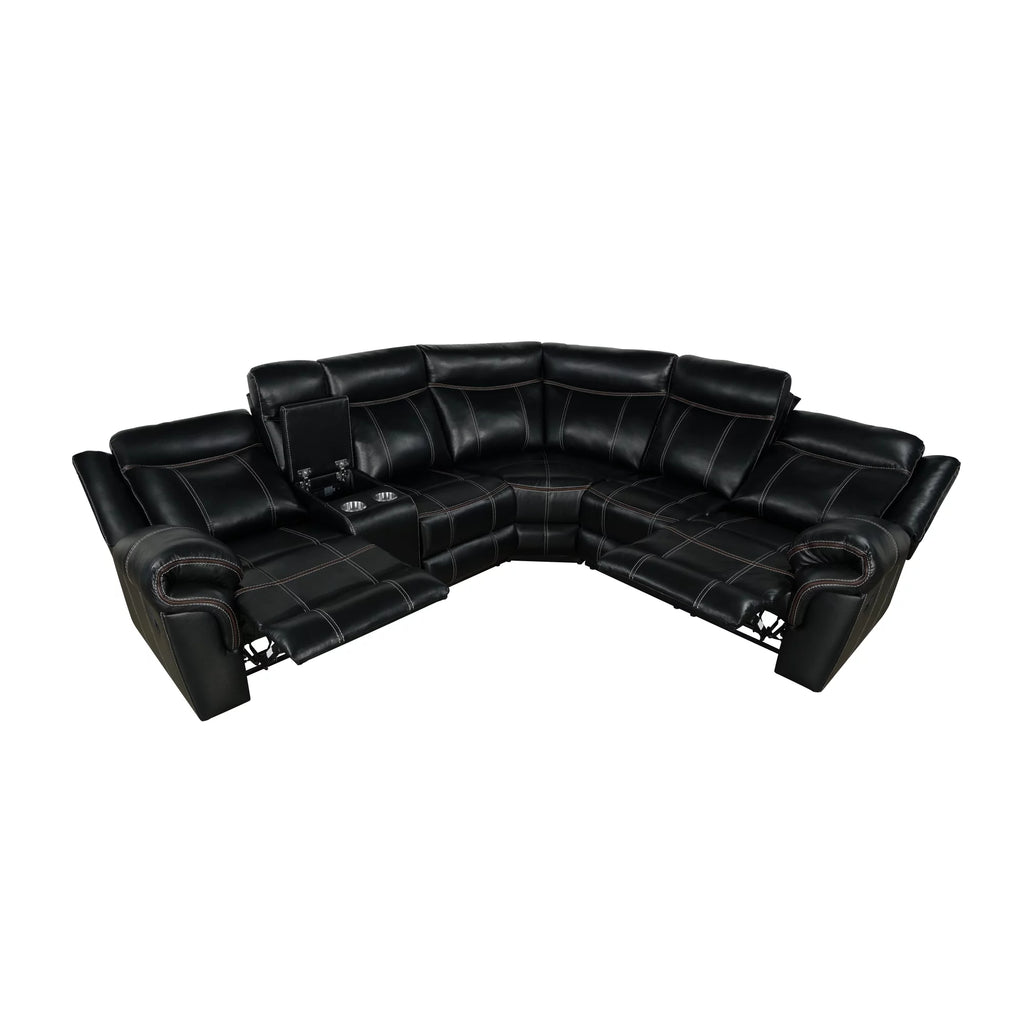 Black Manual Recliner with Cup Holder and Storage E33398