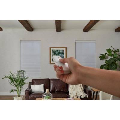 White Cordless Blackout Motorized Cellular Shade with Remote Control Q377839