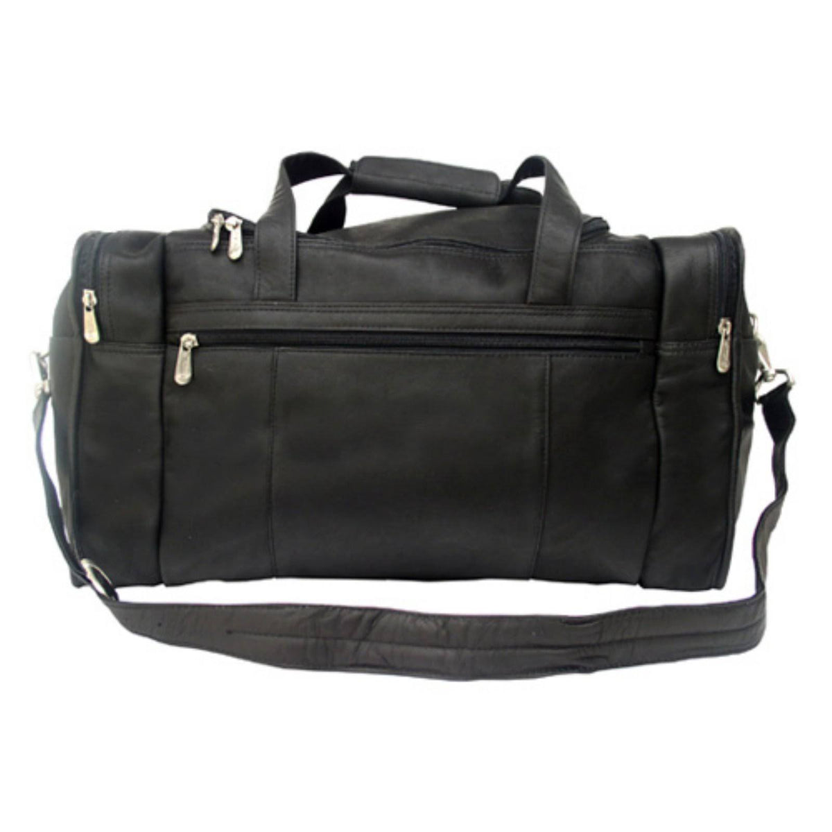 Leather Travel Duffel Bag with Side Pockets H2852