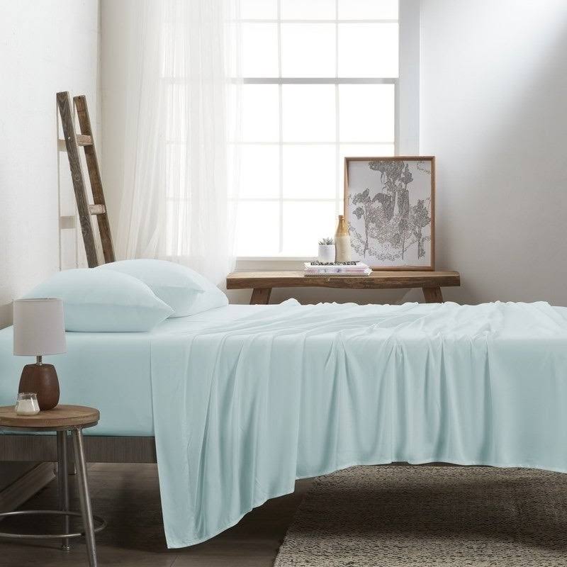 Navy 4-Piece Rayon from Bamboo Bed Sheet Set California King Q7396