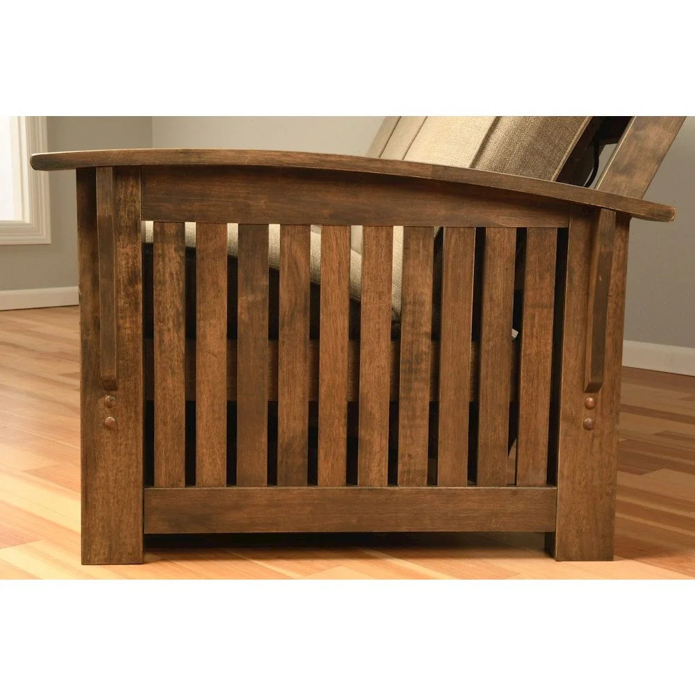 Walnut Full Size Futon Frame with Mattress & Storage Drawers U39836