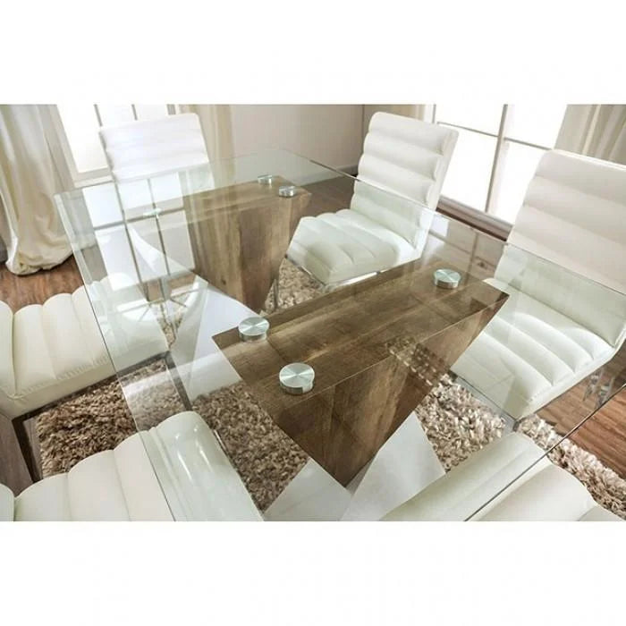Wood & Tempered Glass Dining Table D944