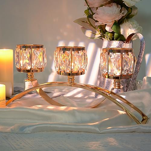 Crystal Candelabra Tealight Candle Stand Set of Black P9972