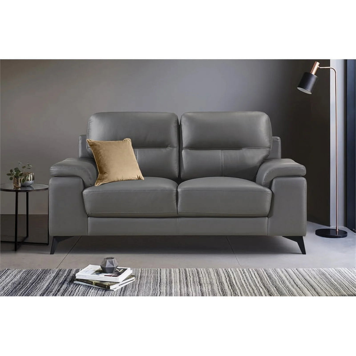 Dark Gray Leather 2-Piece Upholstered Sofa Set L245335
