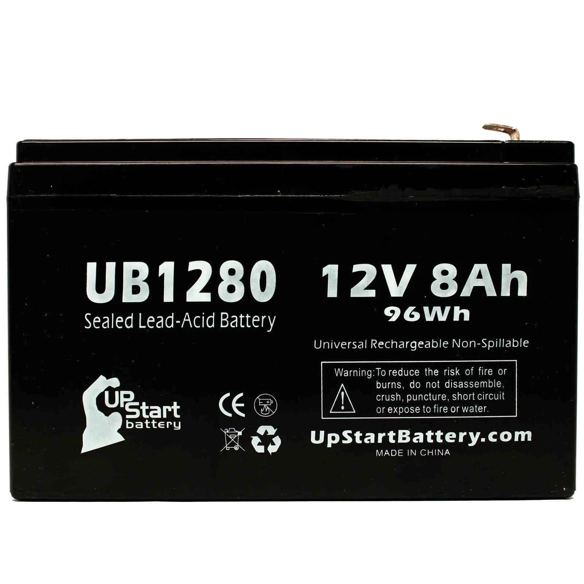 12V 8Ah Sealed Lead Acid Battery with F1 to F2 Terminal Adapters Y17644