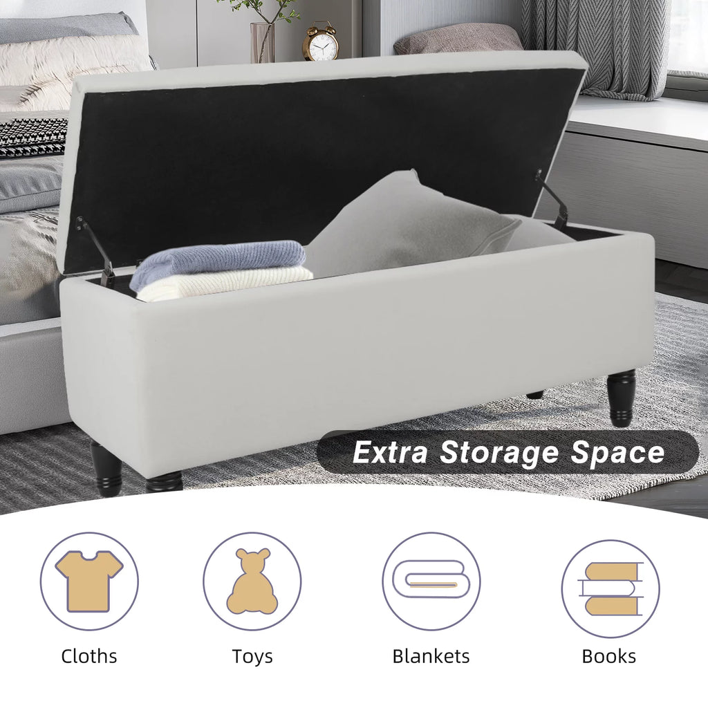 43" Velvet Storage Ottoman with 2 Footstools B835