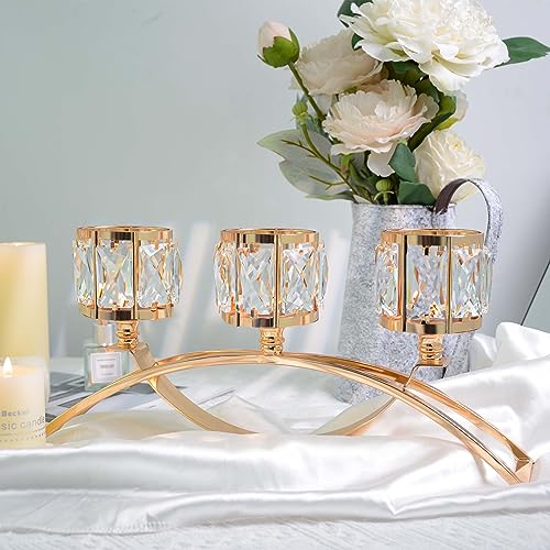 Crystal Candelabra Tealight Candle Stand Set of Black P9972