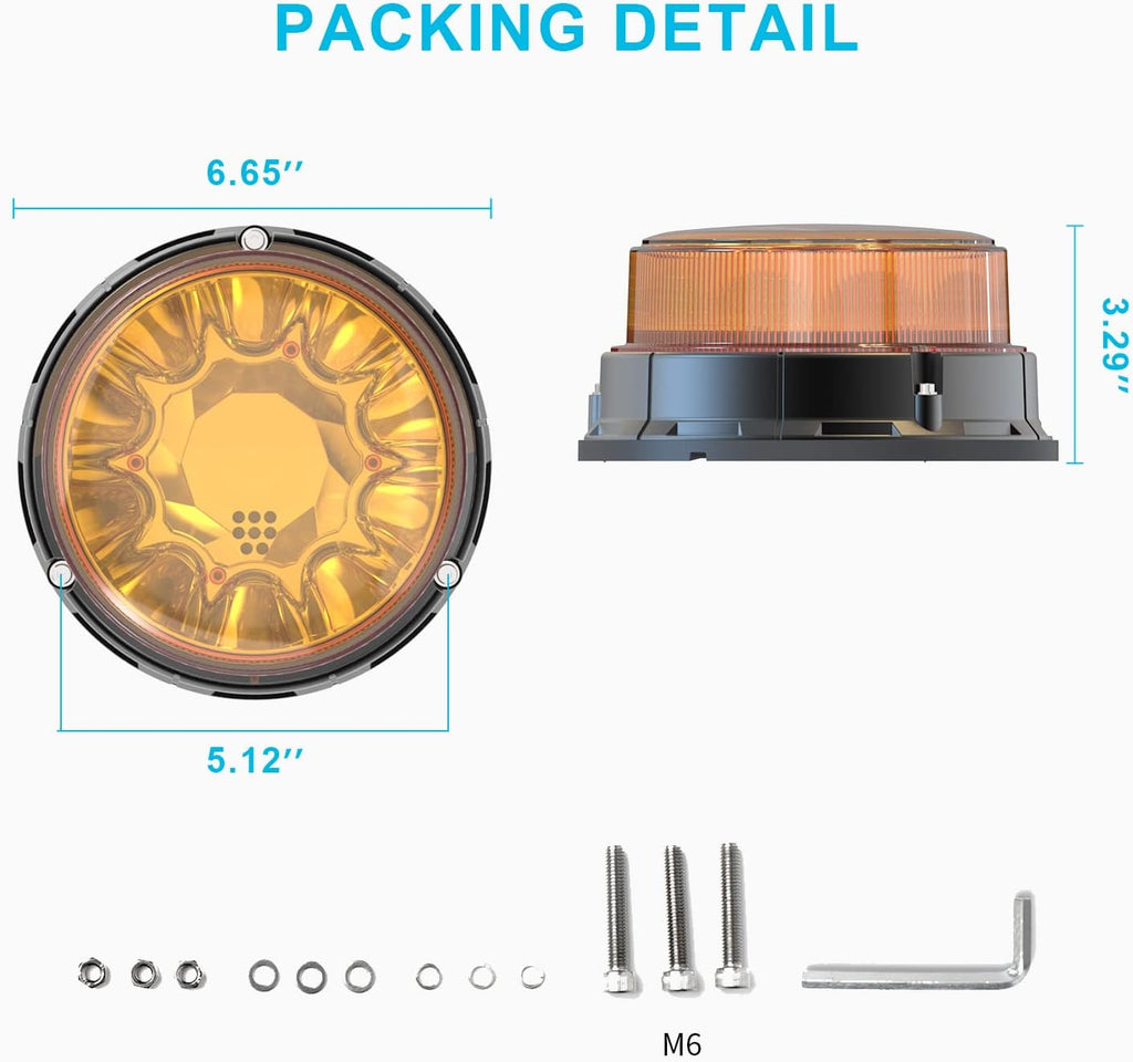 Class II LED Beacon Light 6.6", 80W Automatic Warning Lights, Pack of 2 J3437
