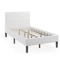 Twin Upholstered Bed Frame with Tufted Headboard Beige J97845