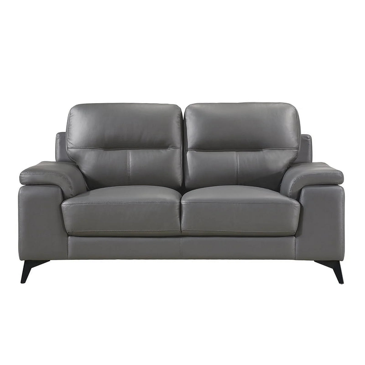 Dark Gray Leather 2-Piece Upholstered Sofa Set L245335