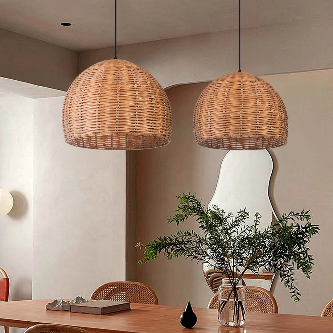 Boho Round Bamboo Pendant Light J2593