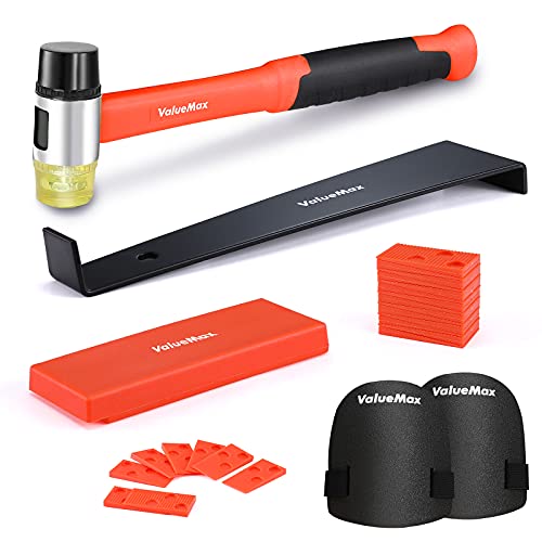 Laminate Wood Flooring Installation Kit with Tapping Block, Pull Bar, Mallet, Kneepads, 30-Piece Spacers T943442