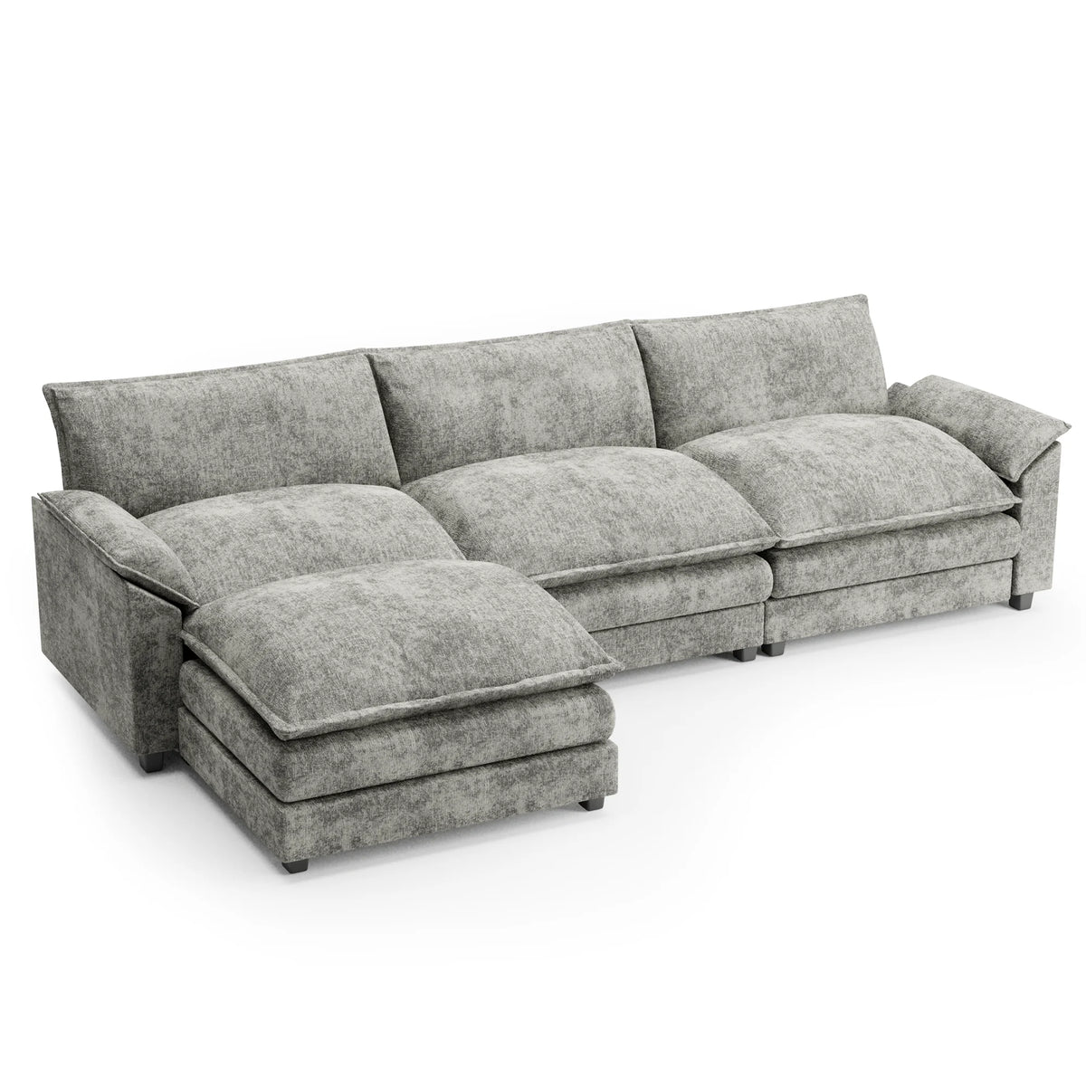 Gray L-shaped Sectional Sofa with Reversible Chair B655
