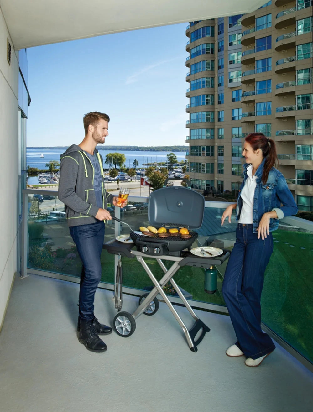 Red Portable Propane Gas Grill with Griddle E74855