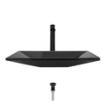 Black Vessel Sink Ensemble with Antique Bronze Finish Faucet, Pop-Up Drain, and Sink Ring G25025