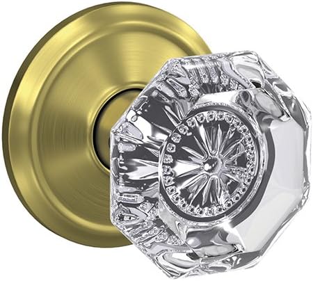 Satin Nickel Non-Turning Glass Knob with Trim, Pack of 2 U736340
