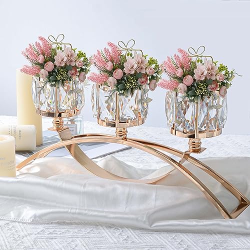 Crystal Candelabra Tealight Candle Stand Set of Black P9972