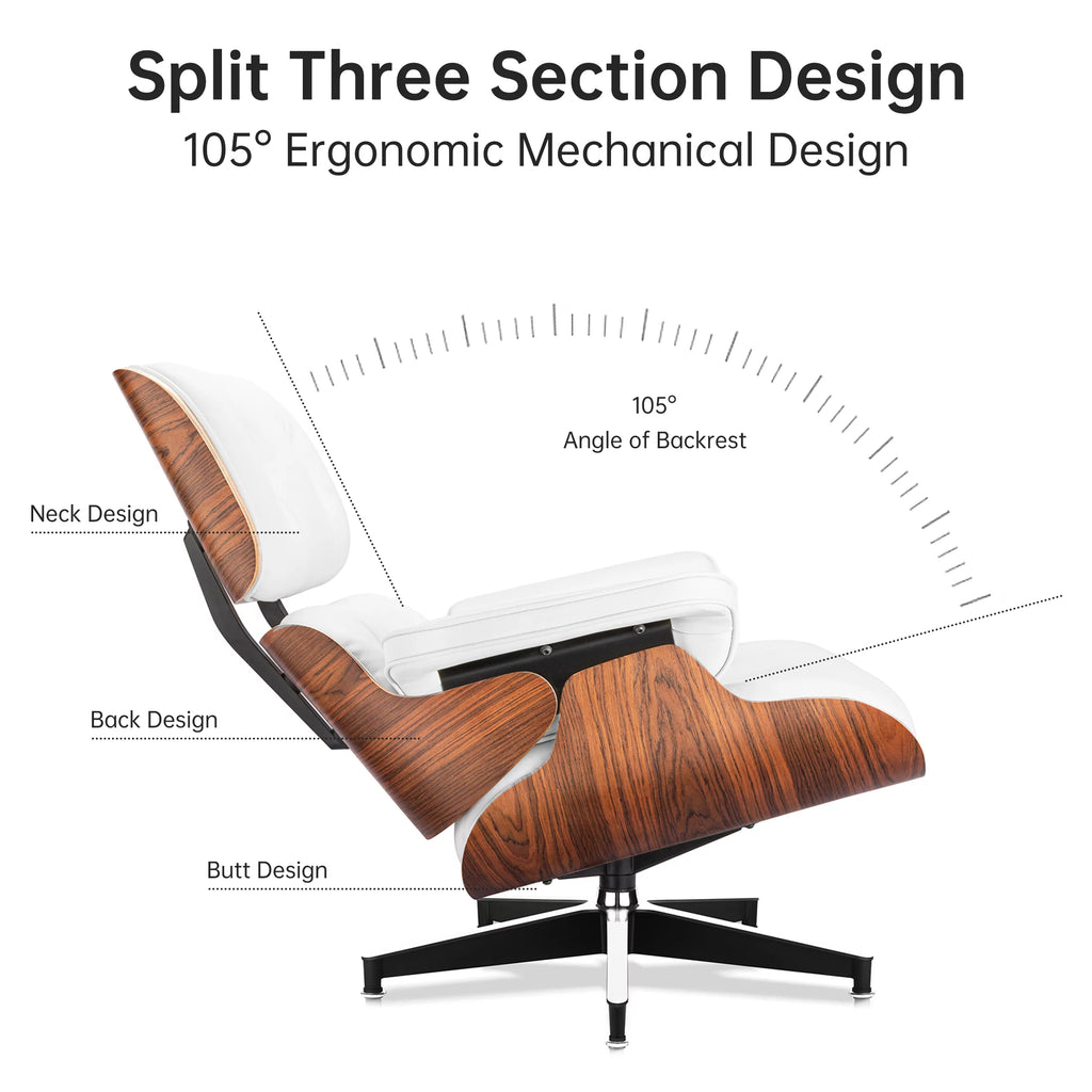 Mid Century Top Grain Leather Lounge Chair and Ottoman Set G976
