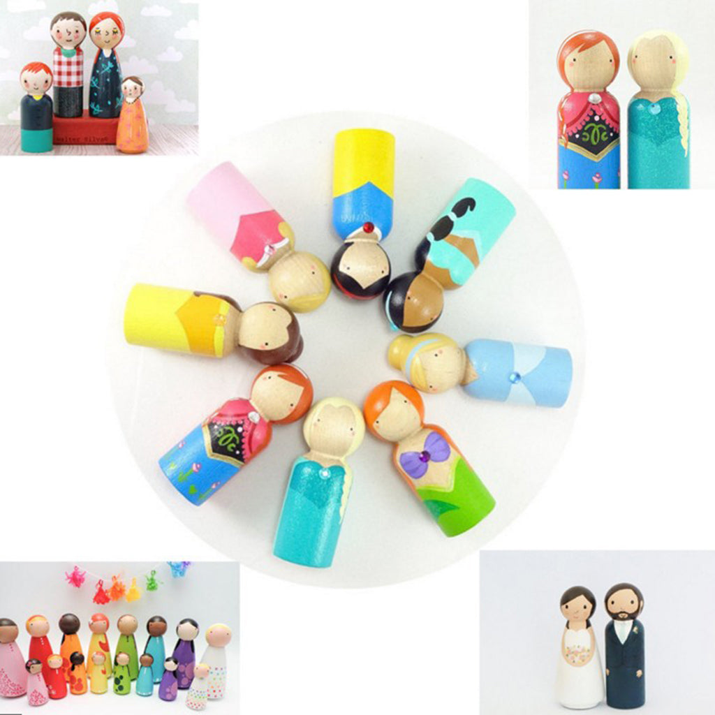 8 Wood Peg Dolls Wooden Figure Toy D64760