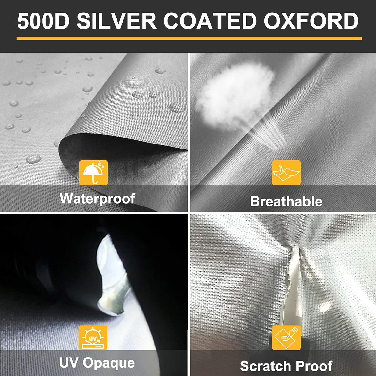Silver 500D Popup RV Cover for 12 13 14ft Trailers, 87" W 42" H K4945