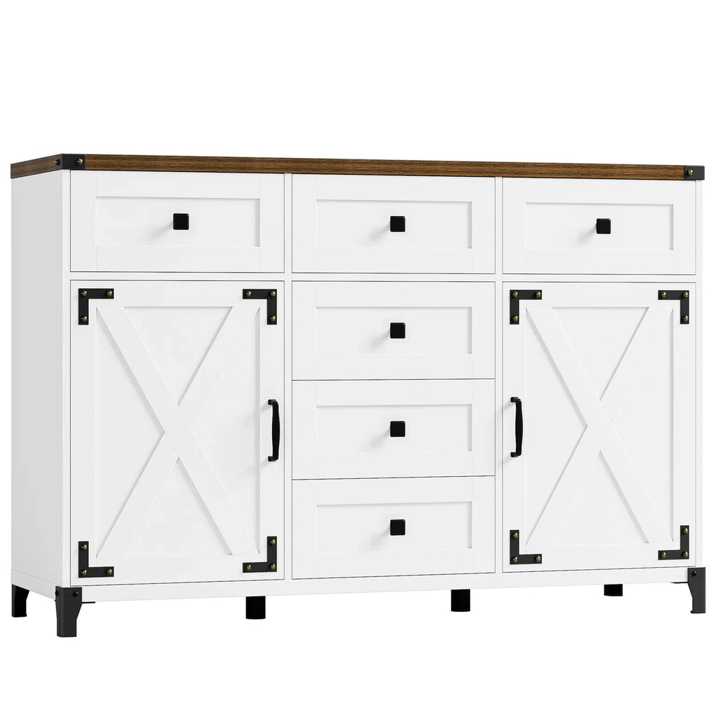 White 6 Drawer Wood Sideboard W619