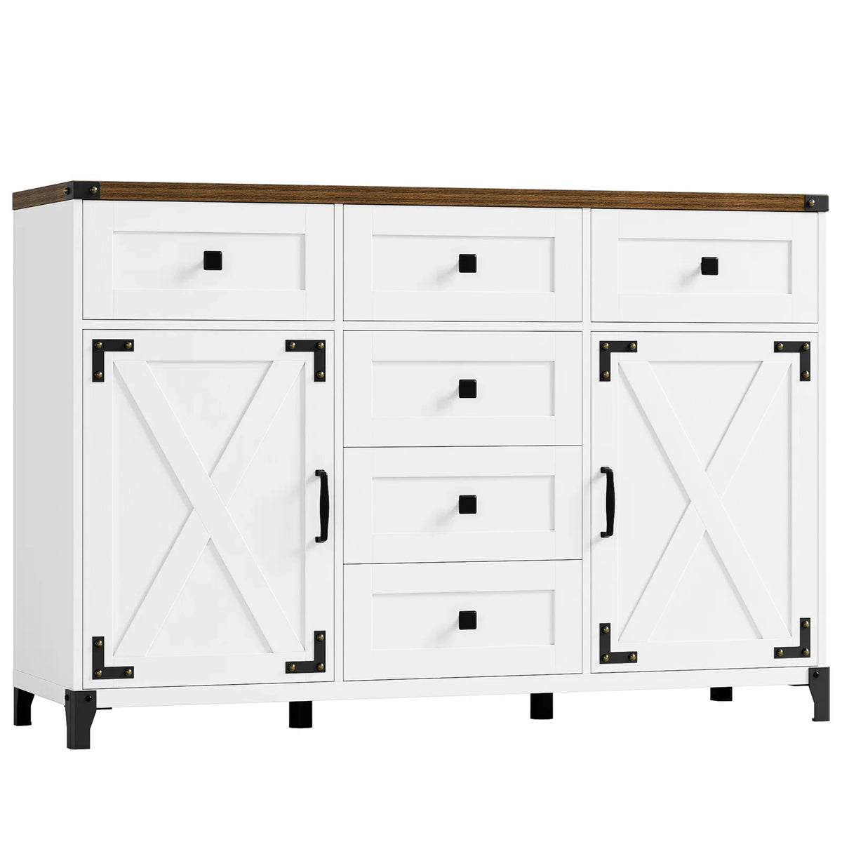 White 6 Drawer Wood Sideboard W619