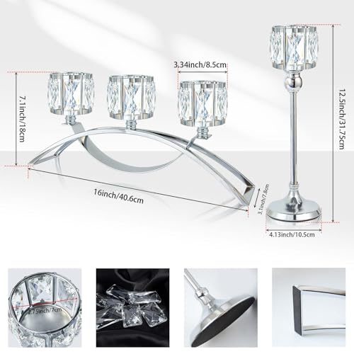 Crystal Candelabra Tealight Candle Stand Set of Black P9972