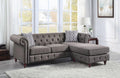 L Shape Sectional Gray Fabric Tufted Reversible Modular S739838