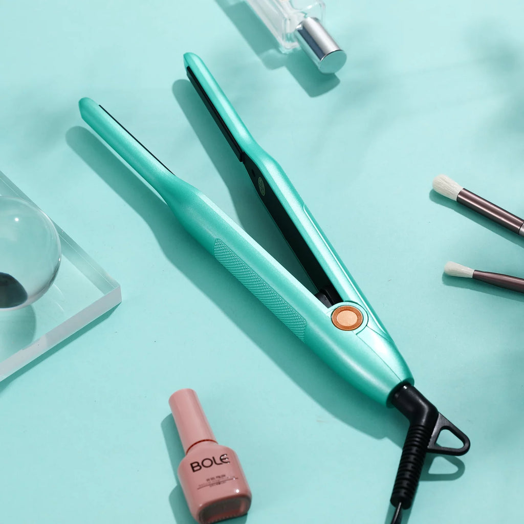 Green 0.3" Titanium Pencil Flat Iron Hair Straightener S414789