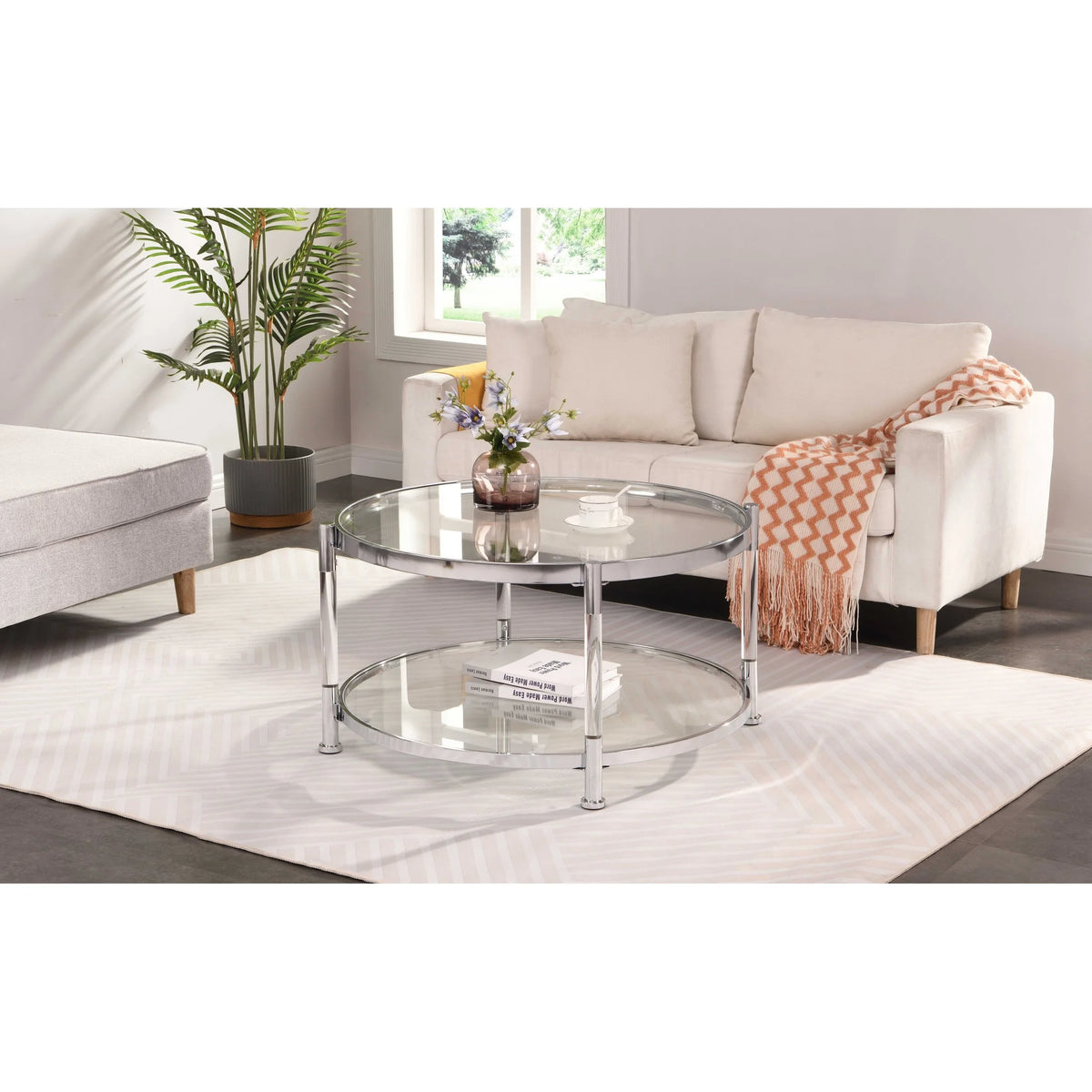 Acrylic Round Tempered Glass Coffee Table H409