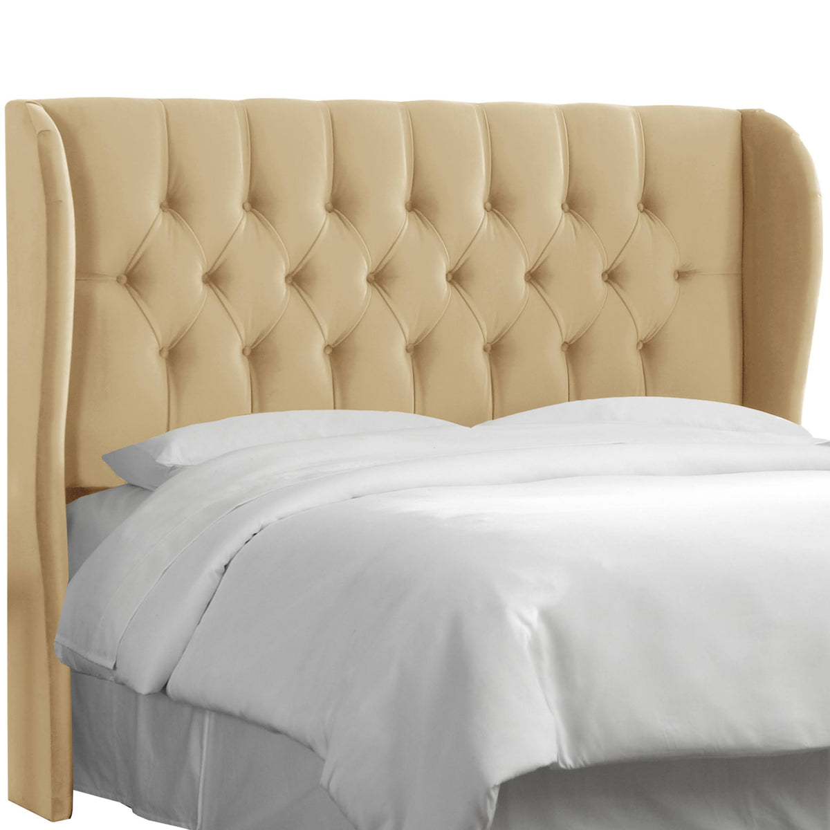 Tufted Wingback Panel Headboard in Beige King W2904