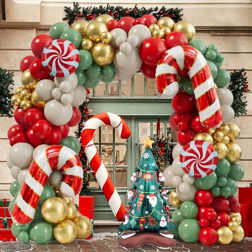 Christmas Balloon Garland Arch Kit 168PCS Red Sage Green Gold White C700