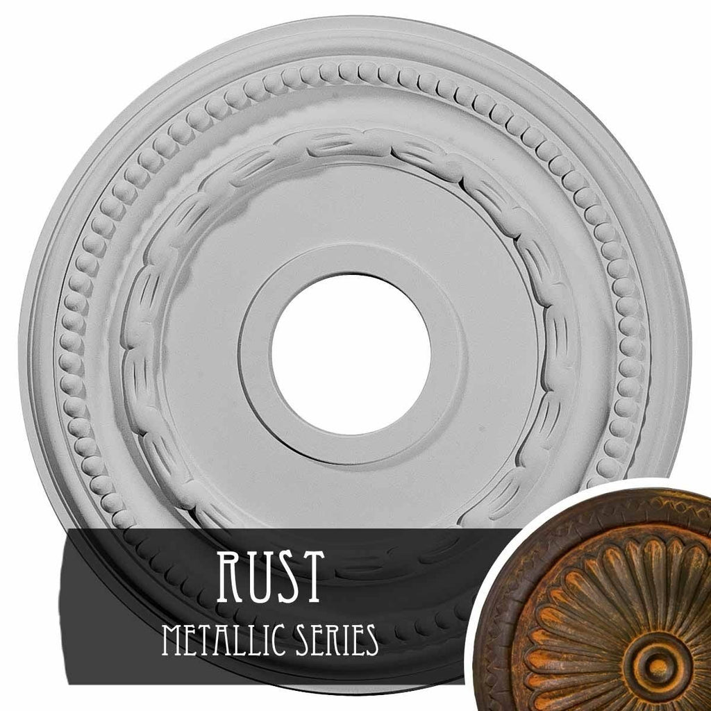 15 3/8x22OD x 3 5/8x22ID x 1x22P Hand-Painted Rust Ceiling Medallion W3214